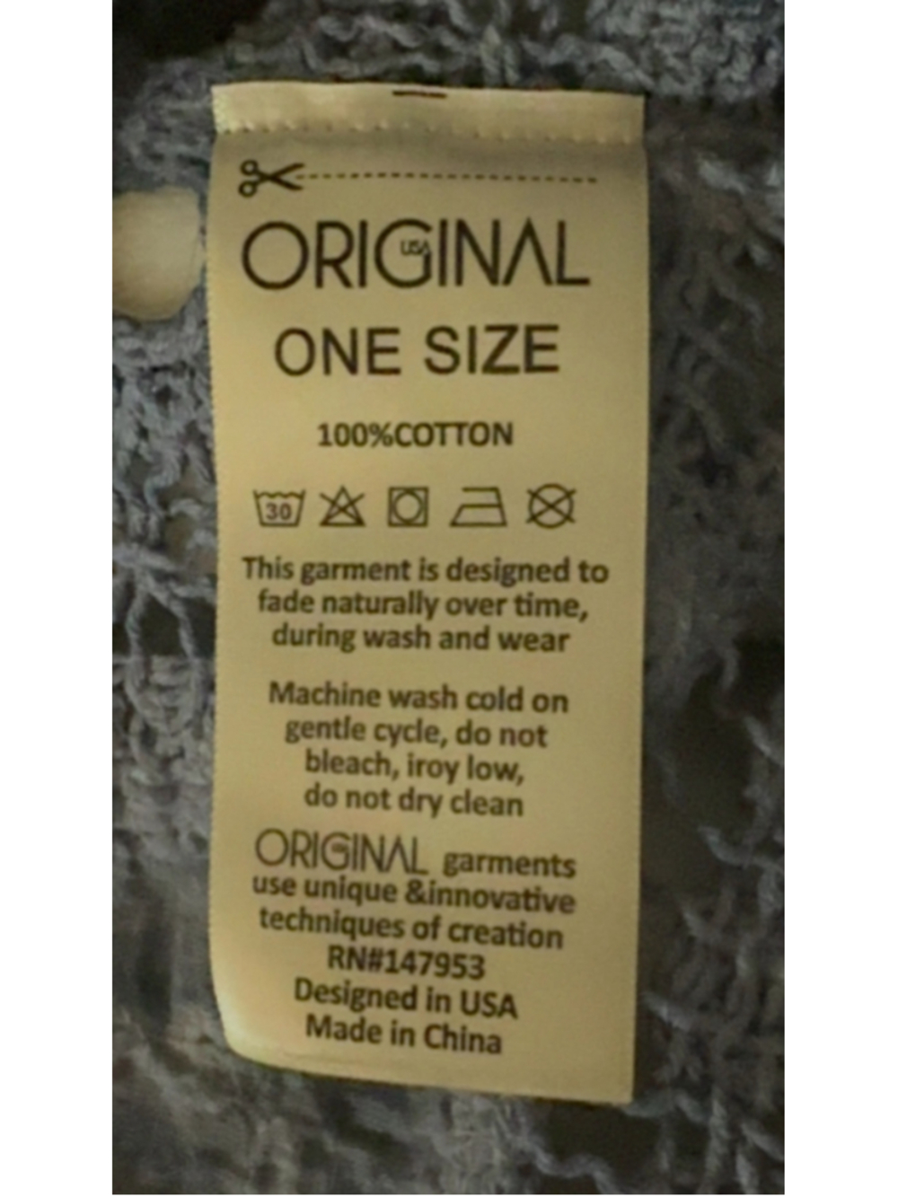 Women's Ordinary USA Denim Blue Crochet Chic Kimino One Size - Picture 5 of 5